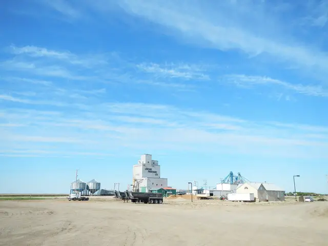 Lakeside Processors grain elevator and yard at Dafoe